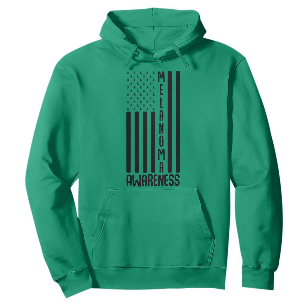 Melanoma Awareness USA Flag Hoodie Patriotic Cancer Warrior TS12 Irish Green Print Your Wear