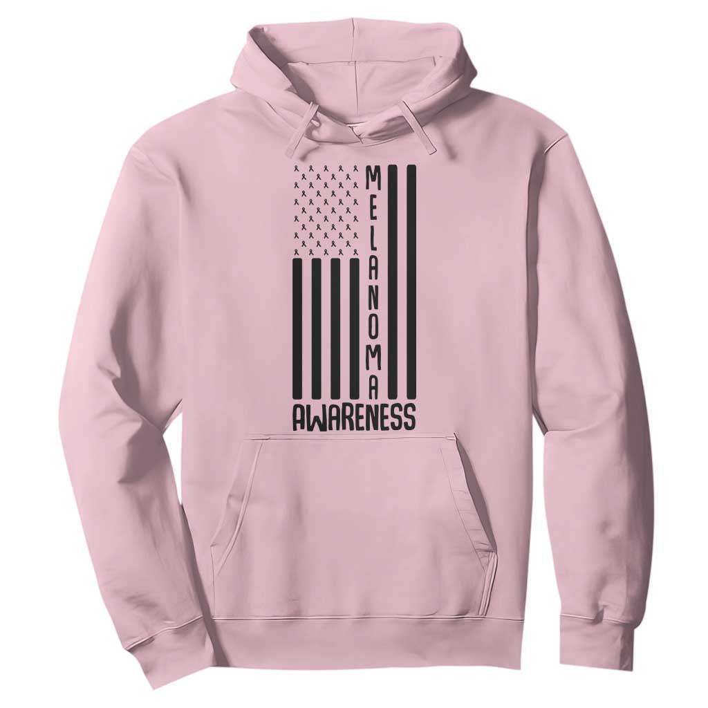 Melanoma Awareness USA Flag Hoodie Patriotic Cancer Warrior TS12 Light Pink Print Your Wear