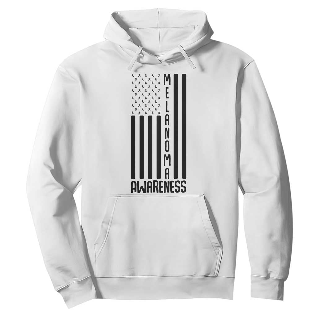 Melanoma Awareness USA Flag Hoodie Patriotic Cancer Warrior TS12 White Print Your Wear