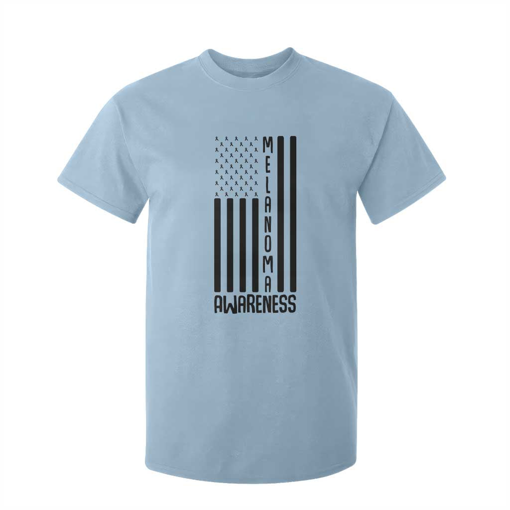 Melanoma Awareness USA Flag T Shirt For Kid Patriotic Cancer Warrior TS12 Light Blue Print Your Wear