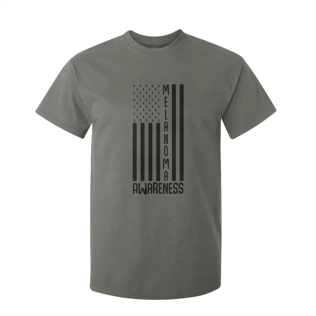 Melanoma Awareness USA Flag T Shirt For Kid Patriotic Cancer Warrior TS12 Military Green Print Your Wear