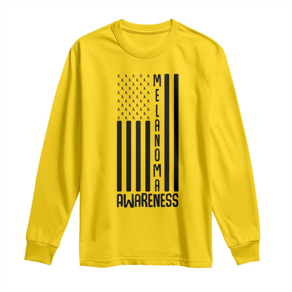 Melanoma Awareness USA Flag Long Sleeve Shirt Patriotic Cancer Warrior TS12 Daisy Print Your Wear