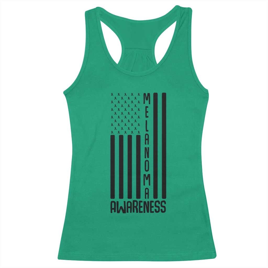 Melanoma Awareness USA Flag Racerback Tank Top Patriotic Cancer Warrior TS12 Irish Green Print Your Wear