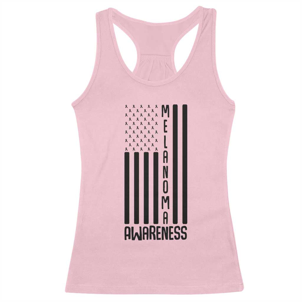 Melanoma Awareness USA Flag Racerback Tank Top Patriotic Cancer Warrior TS12 Light Pink Print Your Wear