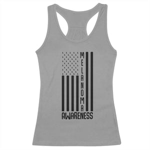 Melanoma Awareness USA Flag Racerback Tank Top Patriotic Cancer Warrior TS12 Sport Gray Print Your Wear