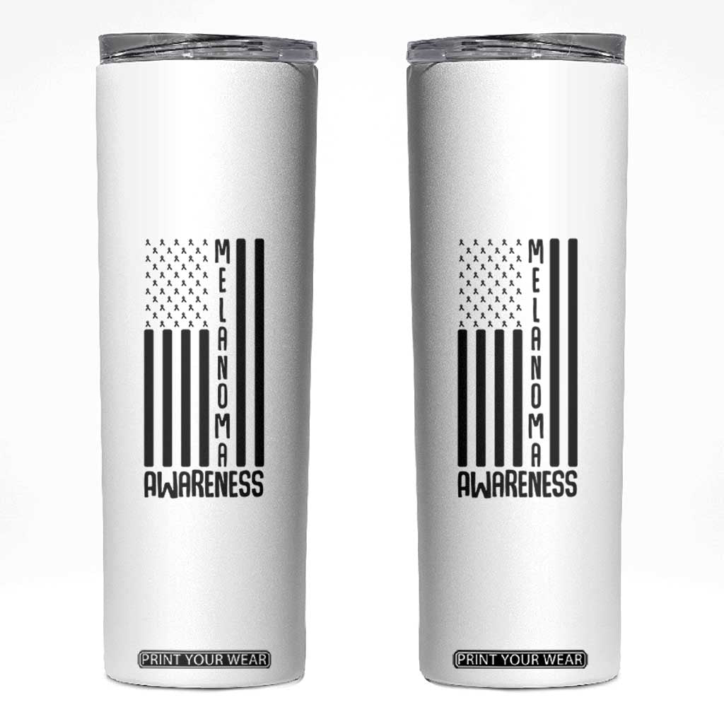 Melanoma Awareness USA Flag Skinny Tumbler Patriotic Cancer Warrior TS12 White Print Your Wear