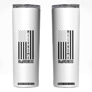 Melanoma Awareness USA Flag Skinny Tumbler Patriotic Cancer Warrior TS12 White Print Your Wear