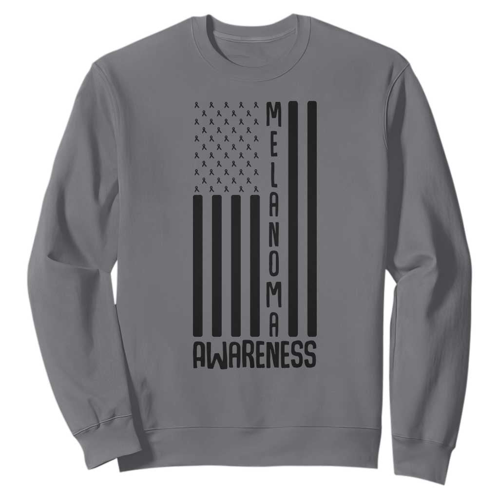 Melanoma Awareness USA Flag Sweatshirt Patriotic Cancer Warrior TS12 Charcoal Print Your Wear
