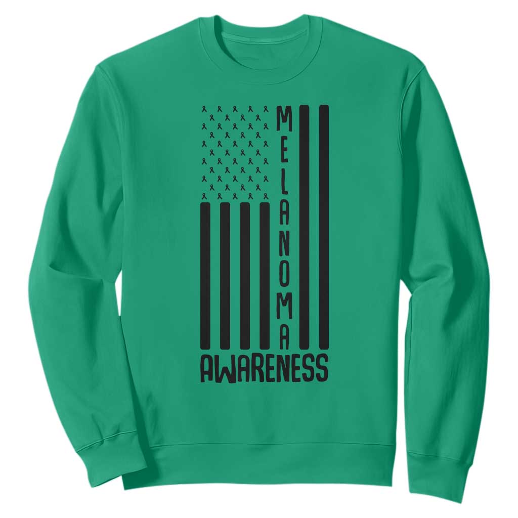Melanoma Awareness USA Flag Sweatshirt Patriotic Cancer Warrior TS12 Irish Green Print Your Wear