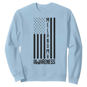 Melanoma Awareness USA Flag Sweatshirt Patriotic Cancer Warrior TS12 Light Blue Print Your Wear