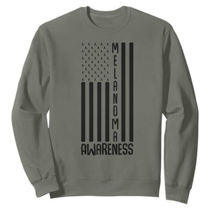 Melanoma Awareness USA Flag Sweatshirt Patriotic Cancer Warrior TS12 Military Green Print Your Wear