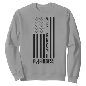 Melanoma Awareness USA Flag Sweatshirt Patriotic Cancer Warrior TS12 Sport Gray Print Your Wear