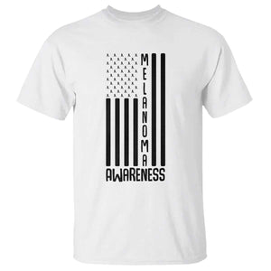 Melanoma Awareness USA Flag T Shirt Patriotic Cancer Warrior TS12 White Print Your Wear