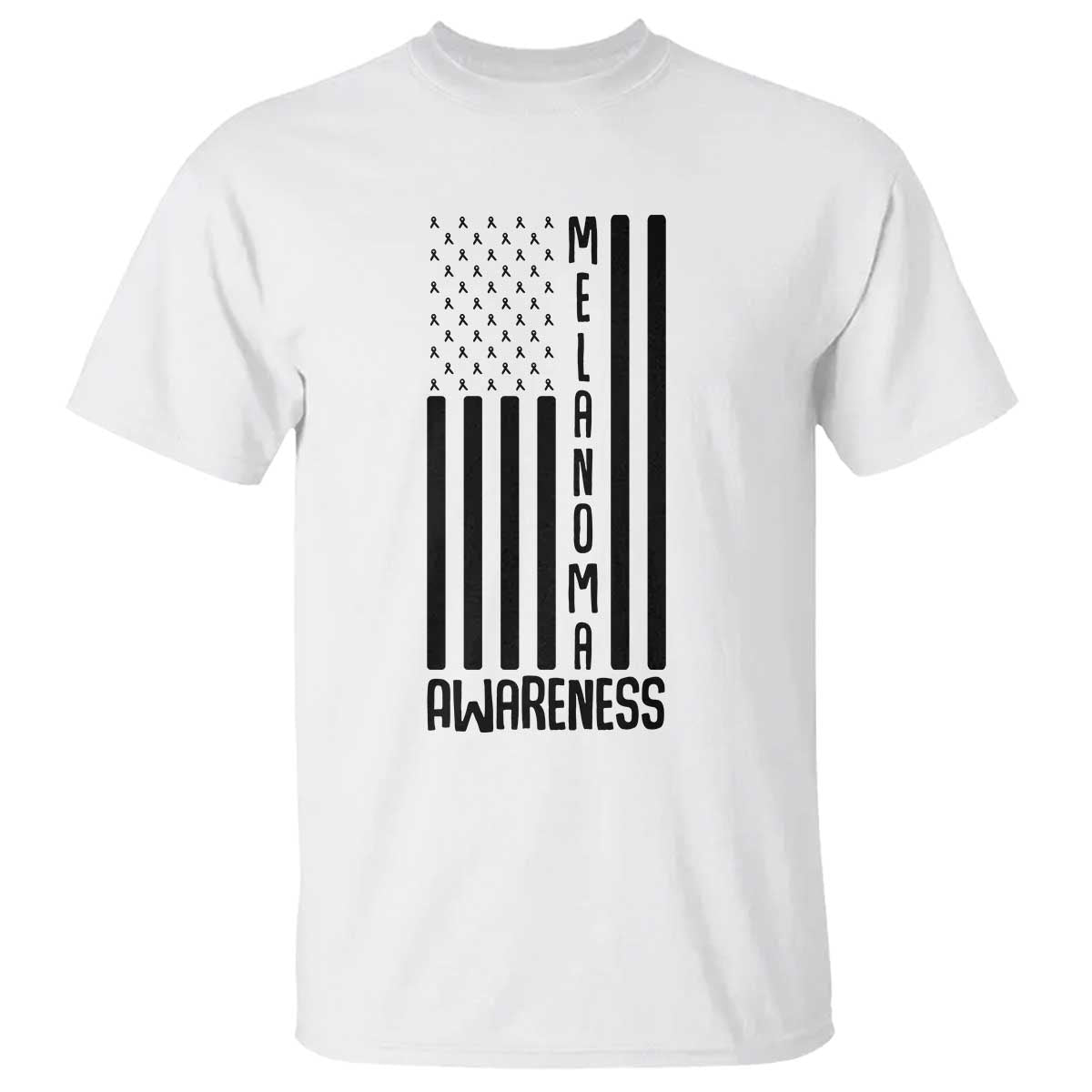 Melanoma Awareness USA Flag T Shirt Patriotic Cancer Warrior TS12 White Print Your Wear