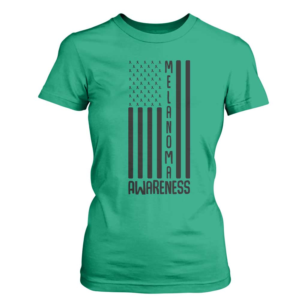 Melanoma Awareness USA Flag T Shirt For Women Patriotic Cancer Warrior TS12 Irish Green Print Your Wear