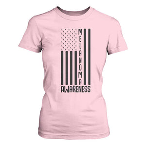 Melanoma Awareness USA Flag T Shirt For Women Patriotic Cancer Warrior TS12 Light Pink Print Your Wear