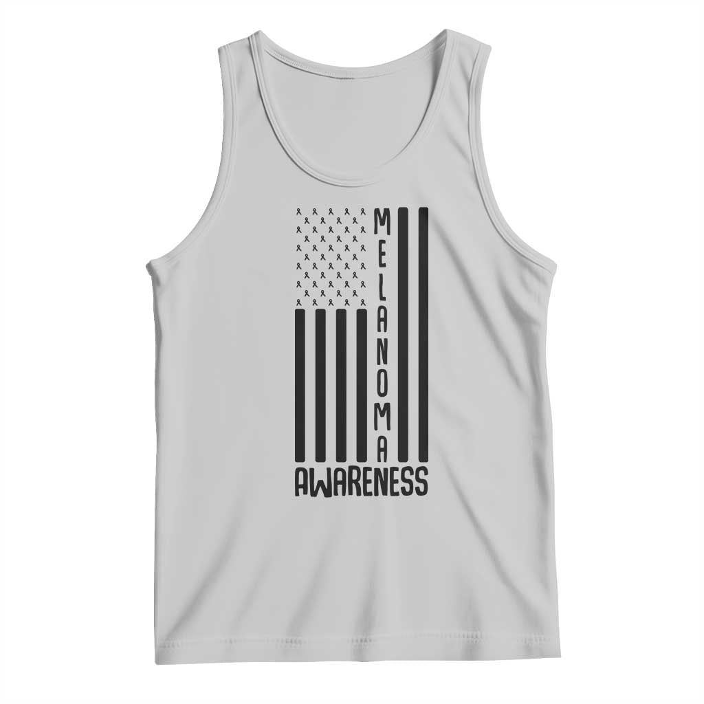Melanoma Awareness USA Flag Tank Top Patriotic Cancer Warrior TS12 Ash Print Your Wear