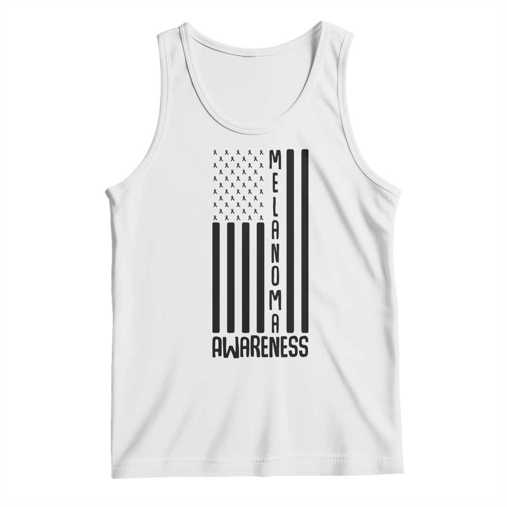 Melanoma Awareness USA Flag Tank Top Patriotic Cancer Warrior TS12 White Print Your Wear