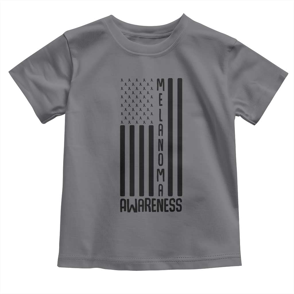 Melanoma Awareness USA Flag Toddler T Shirt Patriotic Cancer Warrior TS12 Charcoal Print Your Wear