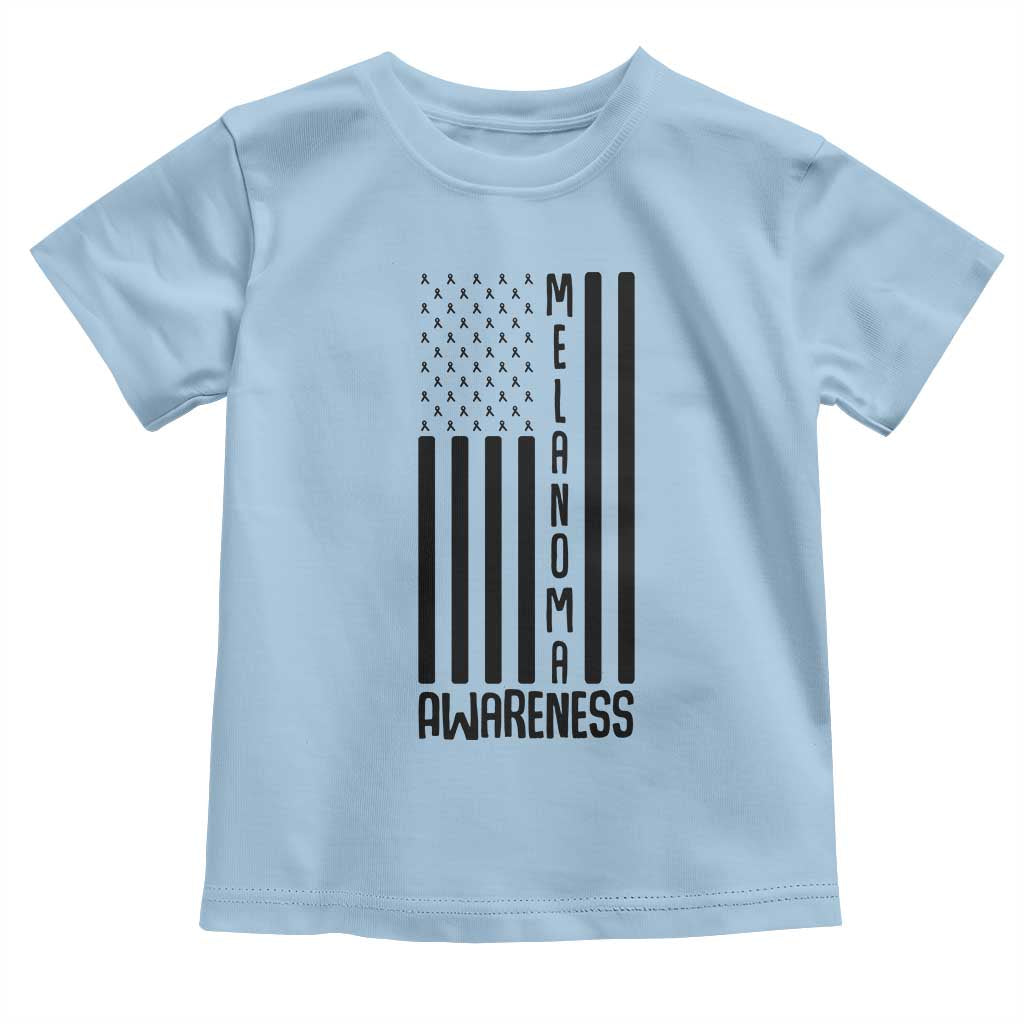 Melanoma Awareness USA Flag Toddler T Shirt Patriotic Cancer Warrior TS12 Light Blue Print Your Wear