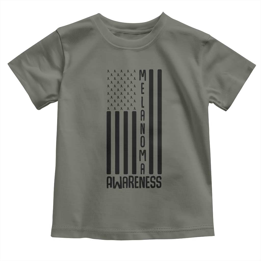 Melanoma Awareness USA Flag Toddler T Shirt Patriotic Cancer Warrior TS12 Military Green Print Your Wear