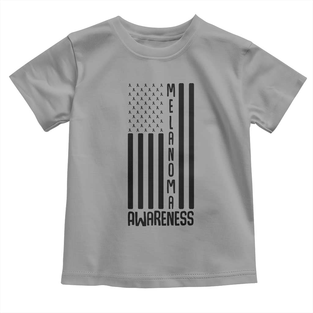 Melanoma Awareness USA Flag Toddler T Shirt Patriotic Cancer Warrior TS12 Sport Gray Print Your Wear