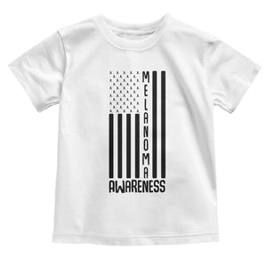 Melanoma Awareness USA Flag Toddler T Shirt Patriotic Cancer Warrior TS12 White Print Your Wear
