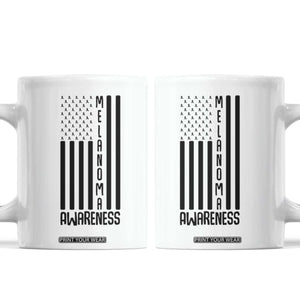 Melanoma Awareness USA Flag Coffee Mug Patriotic Cancer Warrior TS12 White Print Your Wear