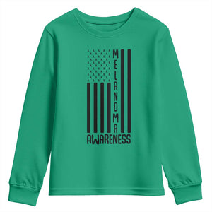 Melanoma Awareness USA Flag Youth Sweatshirt Patriotic Cancer Warrior TS12 Irish Green Print Your Wear
