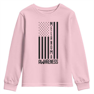 Melanoma Awareness USA Flag Youth Sweatshirt Patriotic Cancer Warrior TS12 Light Pink Print Your Wear