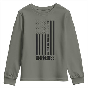 Melanoma Awareness USA Flag Youth Sweatshirt Patriotic Cancer Warrior TS12 Military Green Print Your Wear