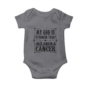 My God Is Stronger Than Melanoma Baby Onesie Religious Cancer Support TS12 Charcoal Print Your Wear