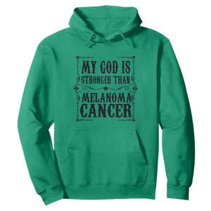 My God Is Stronger Than Melanoma Hoodie Religious Cancer Support TS12 Irish Green Print Your Wear