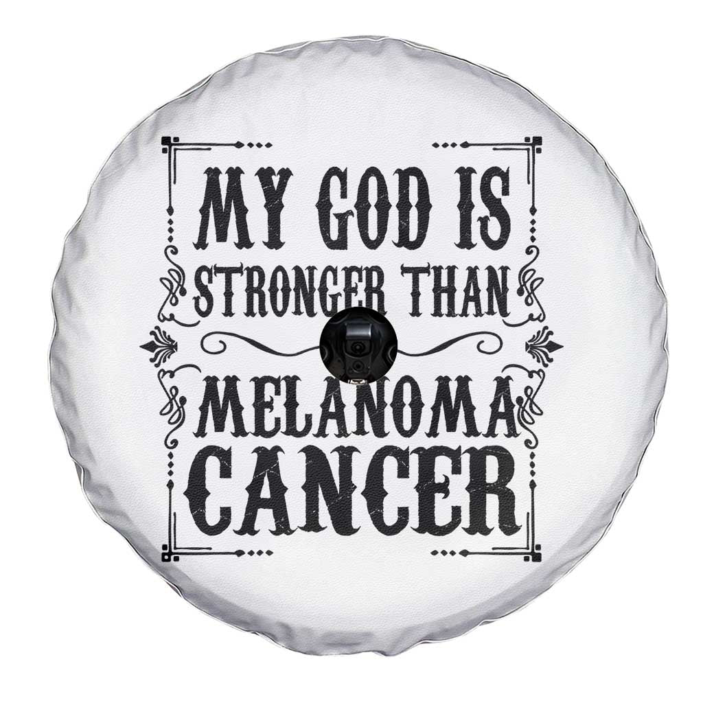 My God Is Stronger Than Melanoma Spare Tire Cover Religious Cancer Support TS12 Print Your Wear