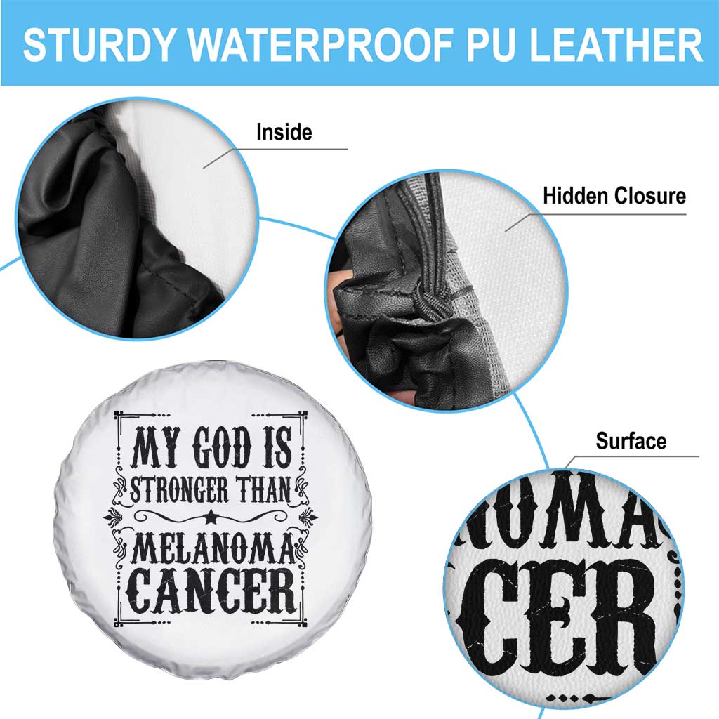 My God Is Stronger Than Melanoma Spare Tire Cover Religious Cancer Support TS12 Print Your Wear