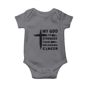 My God Is Stronger Than Melanoma Baby Onesie Christian Cancer Support TS12 Charcoal Print Your Wear