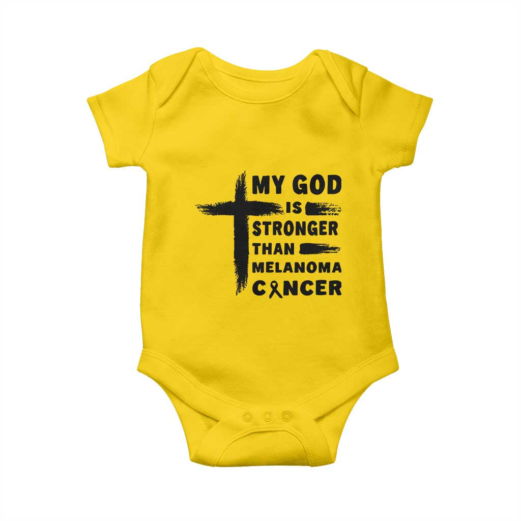 My God Is Stronger Than Melanoma Baby Onesie Christian Cancer Support TS12 Daisy Print Your Wear