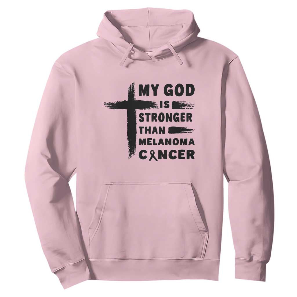 My God Is Stronger Than Melanoma Hoodie Christian Cancer Support TS12 Light Pink Print Your Wear