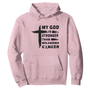 My God Is Stronger Than Melanoma Hoodie Christian Cancer Support TS12 Light Pink Print Your Wear