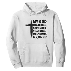 My God Is Stronger Than Melanoma Hoodie Christian Cancer Support TS12 White Print Your Wear