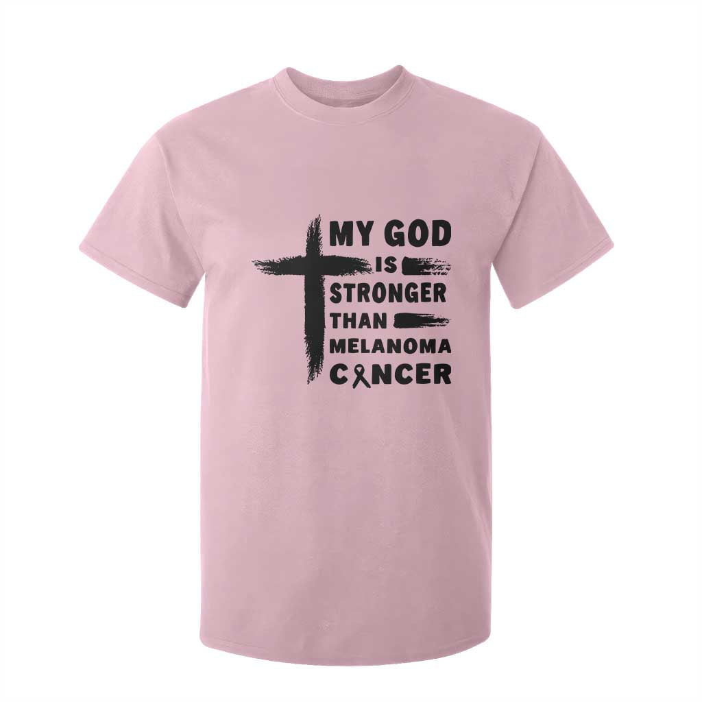 My God Is Stronger Than Melanoma T Shirt For Kid Christian Cancer Support TS12 Light Pink Print Your Wear