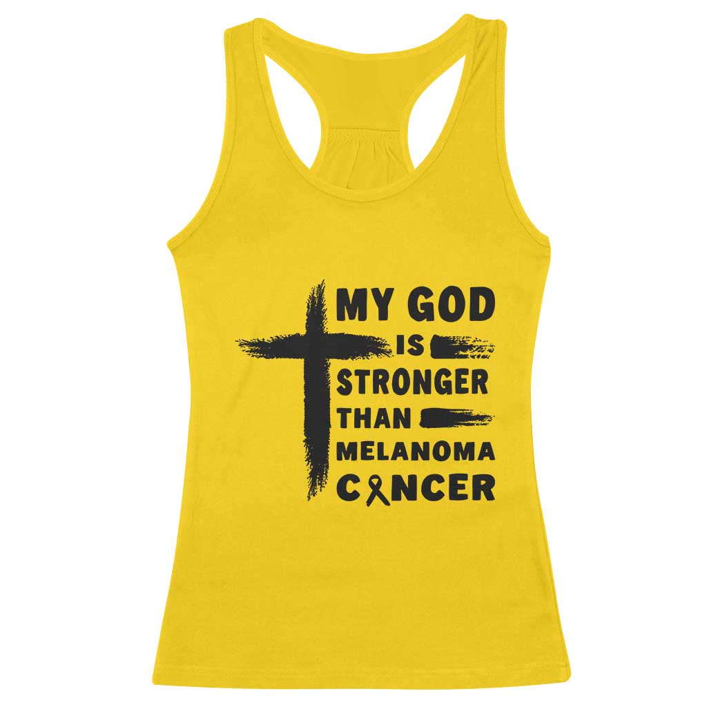 My God Is Stronger Than Melanoma Racerback Tank Top Christian Cancer Support TS12 Daisy Print Your Wear