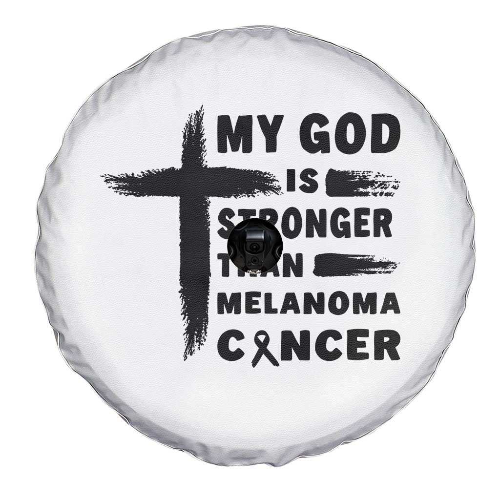 My God Is Stronger Than Melanoma Spare Tire Cover Christian Cancer Support TS12 Print Your Wear