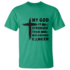 My God Is Stronger Than Melanoma T Shirt Christian Cancer Support TS12 Irish Green Print Your Wear