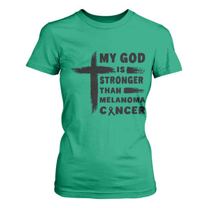 My God Is Stronger Than Melanoma T Shirt For Women Christian Cancer Support TS12 Irish Green Print Your Wear