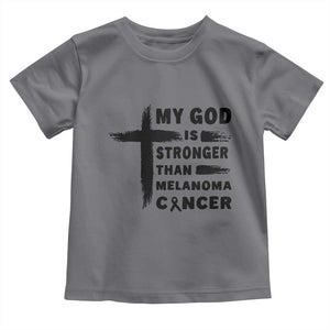 My God Is Stronger Than Melanoma Toddler T Shirt Christian Cancer Support TS12 Charcoal Print Your Wear