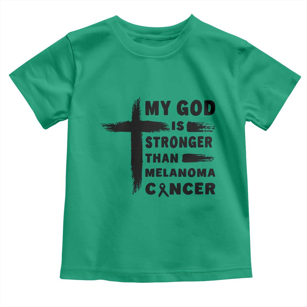 My God Is Stronger Than Melanoma Toddler T Shirt Christian Cancer Support TS12 Irish Green Print Your Wear