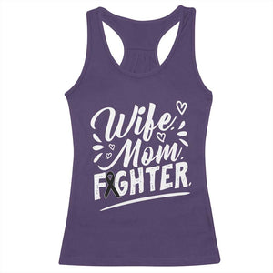 Wife Mom Melanoma Fighter Racerback Tank Top Family Support Strong And Fearless TS12 Purple Print Your Wear