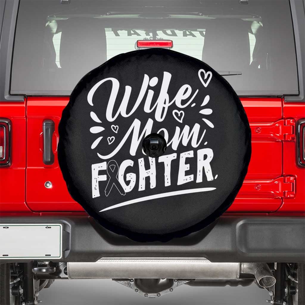 Wife Mom Melanoma Fighter Spare Tire Cover Family Support Strong And Fearless TS12 Black Print Your Wear