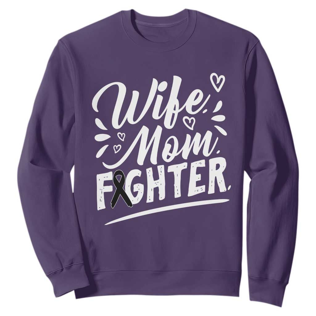 Wife Mom Melanoma Fighter Sweatshirt Family Support Strong And Fearless TS12 Purple Print Your Wear